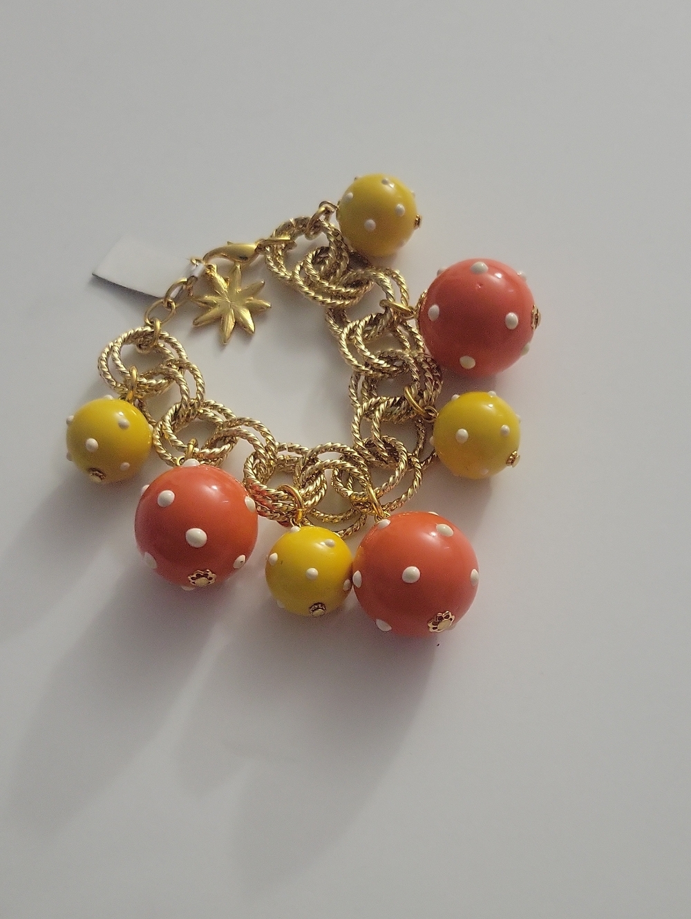 NWT RJ Graziano Polka Dot Goldtone Bracelet 7-1/2"